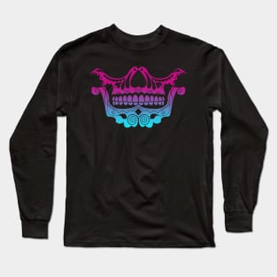 Sugar Skull Festive Nose and Jaw Vaporwave Long Sleeve T-Shirt